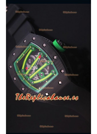 Richard Mille RM059 Yohan Blake Reloj Replica Suizo Caja en Carbón Forjado, Bisel en Verde