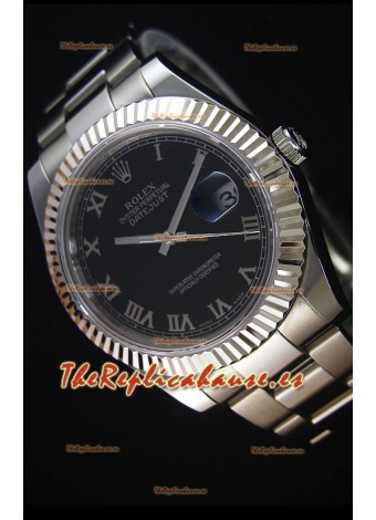 Rolex Datejust II 41MM Reloj Replica Suizo con Movimiento Cal.3136 Dial en color Negro, Numerales de Hora en Numeros Romanos