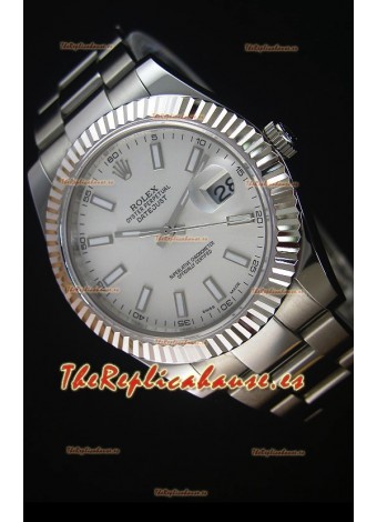 Rolex Datejust II 41MM Reloj Replica Suizo con Movimiento Cal.3136 Dial en color Blanco, Marcadores de Hora tipo Stick