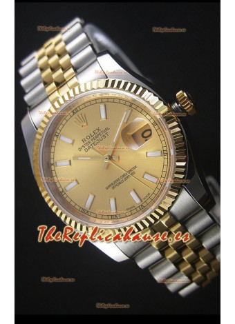 Rolex Datejust Reloj Replica en Oro Dial 36MM con Movimiento Suizo 3135