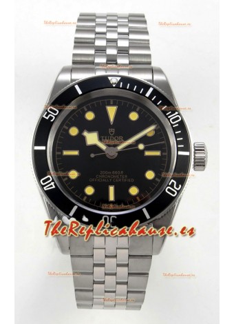 Reloj Tudor Black Bay 41 con esfera y bisel negros, réplica exacta del Jubilee