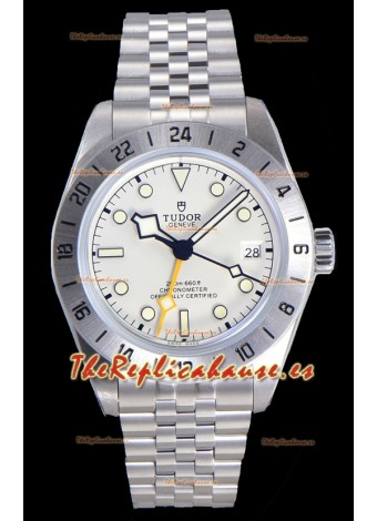 Reloj Tudor Black Bay PRO 79470-0004 GMT con esfera blanca y correa Jubilee, superclon