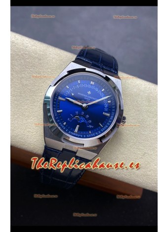 Reloj réplica suizo Vacheron Constantin Overseas True Moon Phase con caja de acero y esfera azul