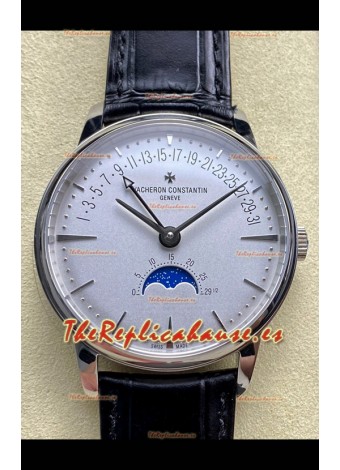 Reloj réplica suizo Vacheron Constantin Patrimony Moonphase de acero inoxidable con esfera de acero