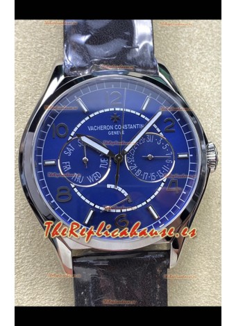 Reloj réplica suizo Vacheron Constantin Fiftysix Day-Date de acero inoxidable con esfera azul