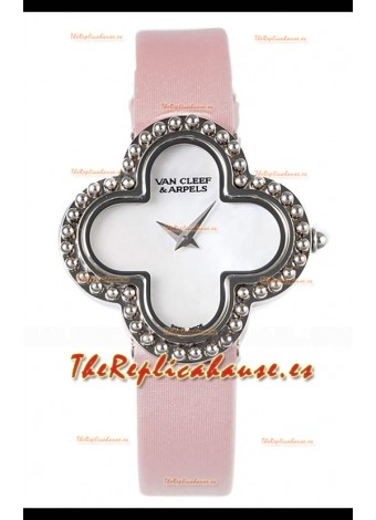 Reloj Van Cleef & Arpels Alhambra de acero inoxidable con correa rosa