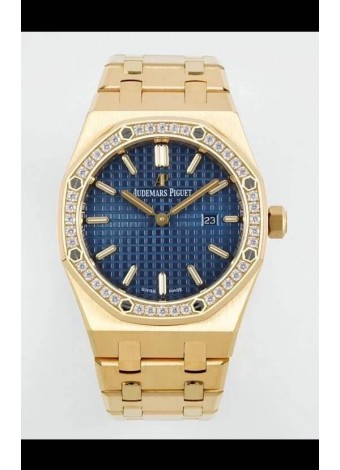 Audemars Piguet Royal Oak 33MM Oro Amarillo Dial Azul Reloj Réplica Espejo 1:1