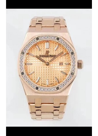 Audemars Piguet Royal Oak 33MM Caja Oro Rosado Dial Oro Reloj Réplica a Espejo 1:1