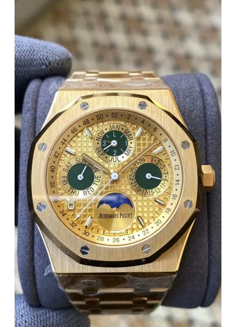 Audemars Piguet Royal Oak Calendario Perpetuo Réplica Suizo Acero 904L Caja en Oro Amarillo