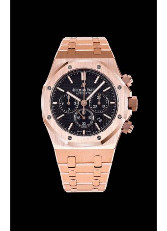 Audemars Piguet Royal Oak Chronograph Pink Gold Case Black Dial - 1:1 Mirror Replica