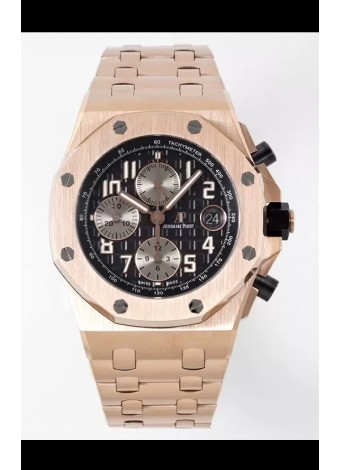 Audemars Piguet Royal Oak Offshore Dial Negro Cronógrafo Reloj Réplica a Espejo 1:1 - Oro Rosado