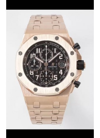 Audemars Piguet Royal Oak Offshore Dial Negro Cronógrafo Reloj Réplica a Espejo 1:1 - Oro Rosado