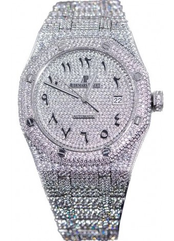 Audemars Piguet Royal Oak 15400 Iced Out Dial Árabe Caja en Acero Inoxidable Reloj Réplica Suiza