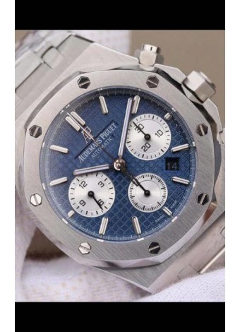 Audemars Piguet Royal Oak Chronograph Dial Azul Correa Acero Reloj Réplica Suiza