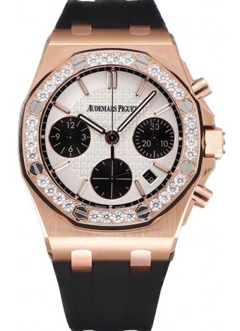 Audemars Piguet Royal Oak Offshore Oro Rosado Dial Blanco Chronograph 37MM - Reloj Réplica Suiza 