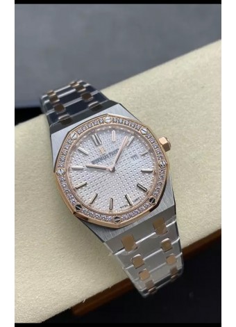 Audemars Piguet Royal Oak 33MM Caja Dos Tonos Dial Blanco Reloj Réplica Espejo 1:1