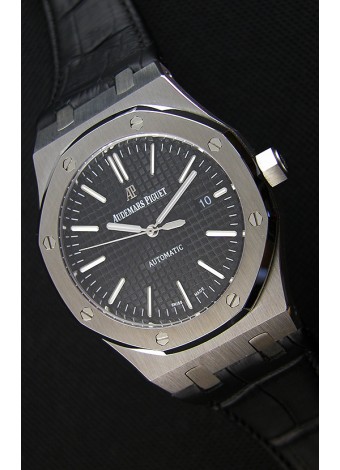 Audemars Piguet Royal Oak 41MM Dial Negro Correa de Pïel - Reloj Réplica a Espejo 1:1 Última Edición