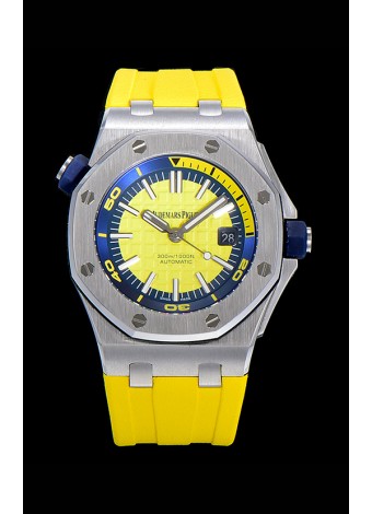 Audemars Piguet Royal Oak Reloj Réplica Suizo de Buzo Dial Amarillo de Acero 904L 1:1 Movimiento Calidad 3120 