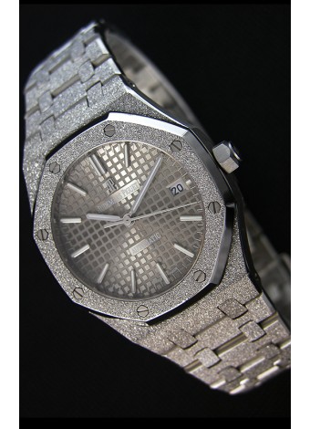 Audemars Piguet Royal Oak Frosted Reloj Réplica a Espejo 1:1 Oro Blanco de Cuerda Automática Dial Gris