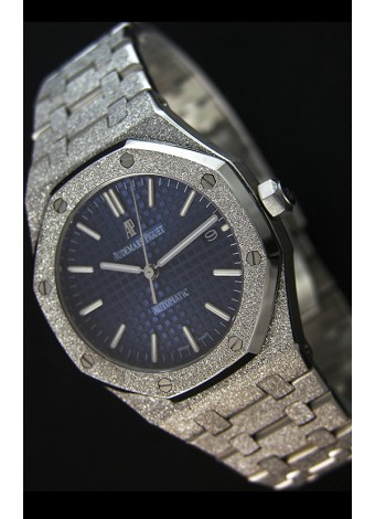 Audemars Piguet Royal Oak Frosted Self-Winding Reloj Réplica a espejo 1:1 con Dial en Oro Blanco color Azul