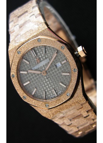 Audemars Piguet Royal Oak Frosted Reloj Réplica 1:1 de Cuarzo Suizo en Oro Rosado y Dial Gris 33MM