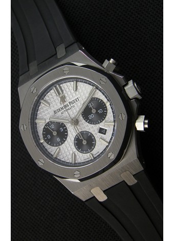 Audemars Piguet Royal Oak Reloj Réplica Suizo Cronógrafo Dial Blanco Correa de Goma