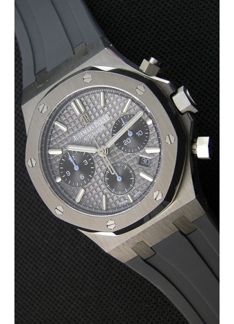 Audemars Piguet Royal Oak Reloj Réplica Suizo Cronógrafo Dial Gris tipo Pizarra Correa de Goma