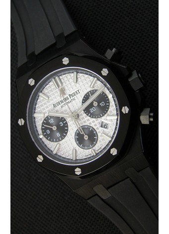 Audemars Piguet Royal Oak Reloj Réplica Suizo Cronógrafo Dial Plateado Subdiales color Negro