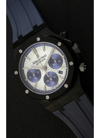 Audemars Piguet Royal Oak Reloj Réplica Suizo Cronógrafo Dial Plateado Subdiales color Azul