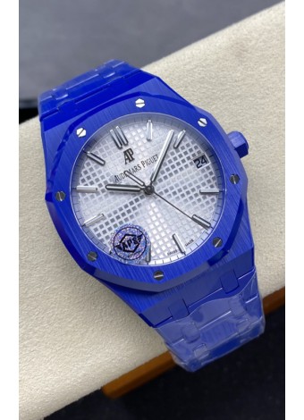 Audemars Piguet Royal Oak 15500 Reloj Caja Cerámica Azul Super Clone Replica Dial Acero