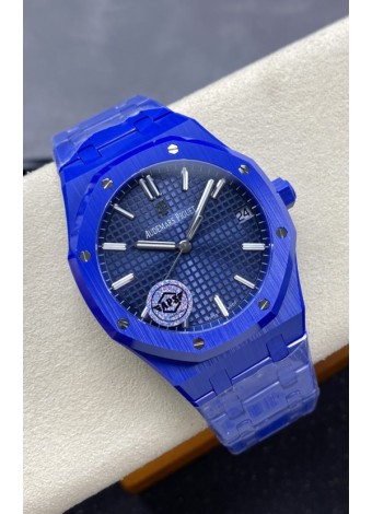 Audemars Piguet Royal Oak 15500 Reloj Caja Cerámica Azul Super Clone Replica Dial Azul