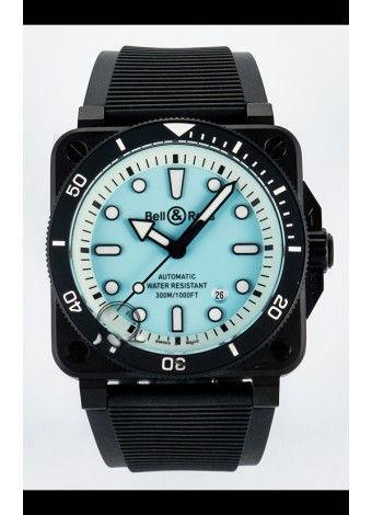 Bell & Ross BR03-92 Divers Edition Revestimiento PVD Réplica Espejo 1:1 Dial Azul Palido