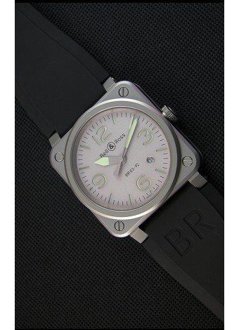 Bell & Ross BR03-92 Horolum Reloj Réplica Suizo a Espejo 1:1 Dial Gris Correa de Goma