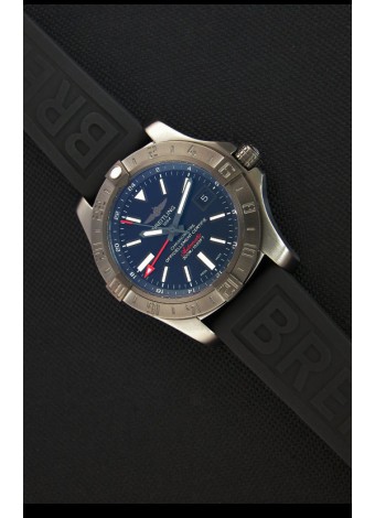 Breitling Avenger II BlackSteel GMT Reloj Réplica Suizo Correa de Goma Reloj Réplica a Espejo 1:1