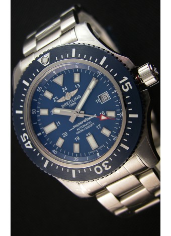 Breitling SuperOcean 44 Acero especial - Reloj Mariner Azul Réplica Suiza Con Correa de Acero