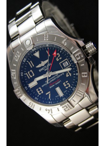 Breitling Avenger II GMT Reloj Réplica Suizo con Dial Negro Steel Strap Réplica a Espejo 1:1 Version