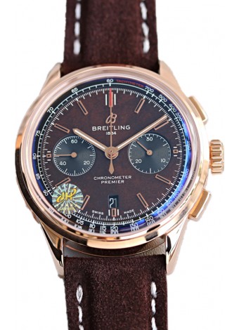 Breitling Premier B01 Chronograph 42 Edition Caja Oro Rosado Dial Marrón Centenario - Reloj Réplica Espejo 1:1