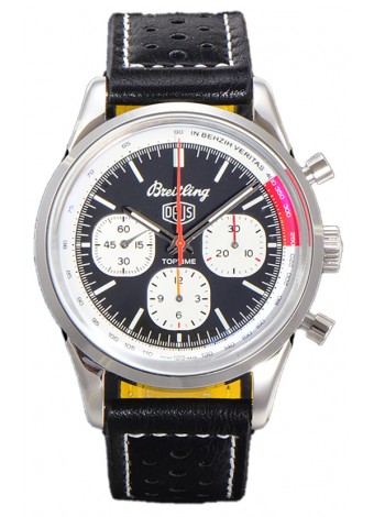 Breitling Top Time B01 Edición Deus Dial Negro Correa Piel Reloj Réplica Suiza Espejo 1:1