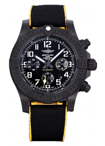 Breitling Avenger Hurricane Chronograph Dial Negro Correa Nylon Borde Amarillo - Revestimiento DLC Reloj Réplica Suiza