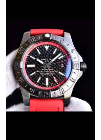 Breitling Chronometre GMT Reloj Réplica Suizo a Esepejo 1:1 con Dial de Carbono y Correa de Goma