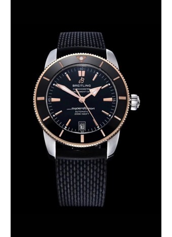 Breitling SuperOcean Heritage II 44MM Black Dial Two Tone 904L Rubber Strap 1:1 Mirror Replica