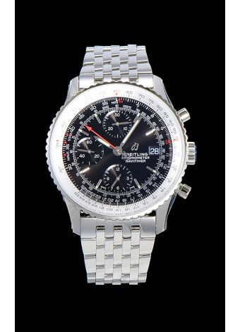 Breitling Navitimer 1 Cronógrafo 41MM Reloj Suizo Dial Negro en Acero 904L - Correa de Acero