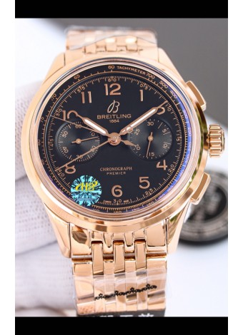 Breitling Premier B01 Chronograph 42 Edition Caja Oro Rosado Centenary Dial Marrón - Reloj Réplica Espejo 1:1