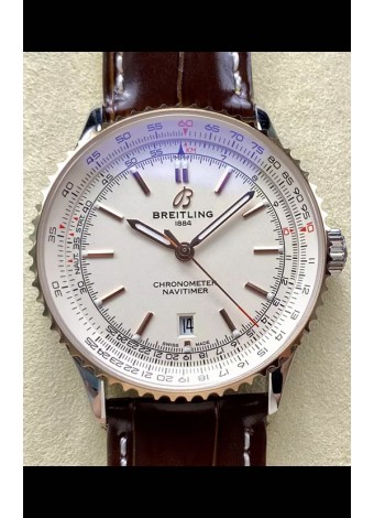 Breitling Navitimer 1 Automatic Reloj Réplica Suizo en Dial Blanco Bisel Oro Rosado