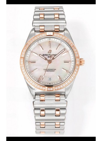 Breitling Chronomat 36MM 2 Tone Caja Oro Rosado Reloj Réplica Espejo 1:1 Dial Perla