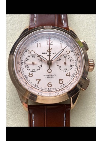 Breitling Premier B01 Chronograph 42 Edition Dial Oro Rosado Blanco - Reloj Réplica Espejo 1:1