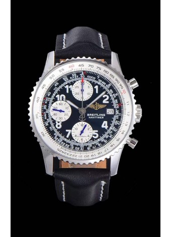 Breitling Navitimer Chronograph 41MM Reloj Réplica Suizo a Espejo 1:1 Caja de Acero 904L con Correa de Piel color Negro