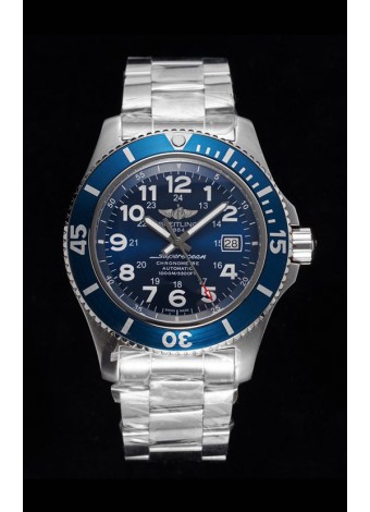 Breitling SuperOcean II 44mm 904L Caja Acero Reloj Réplica a Espejo 1:1 en Dial Azul