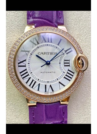 Ballon De Cartier Reloj Suizo Automático Calidad a Espejo 1:1 36MM Caja en Oro Rosado