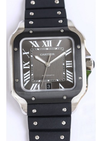Santos De Cartier Reloj Réplica Suizo a Espejo 1:1 Bisel DLC Negro 40MM - Correa de Goma